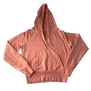 American Eagle Outfitters Peach Floral Crop Hoodie Medium